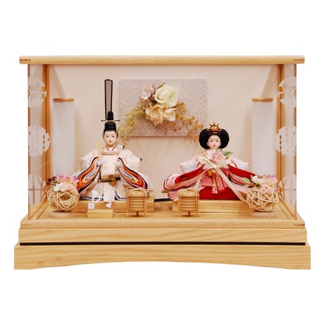 64 人形の東月 羽子板飾り 未使用 15号 ガラスケース付き 人形の