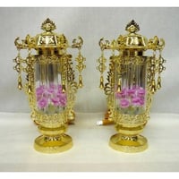 【幻想的な灯り】　盆提灯　霊前灯　バブル灯クリア　ヨーラク付　5号　一対(2本)　高さ27cm　【送料無料】【web特別価格】