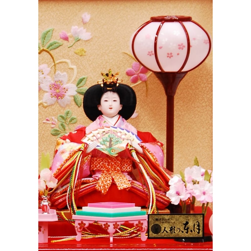 伝統的なひな人形 赤いディスプレイケース 伝統的なひな人形 赤いディスプレイケース コンパクトでかわいい「こと
