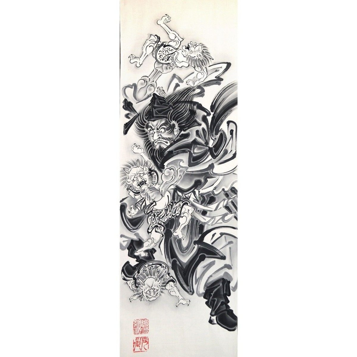 模写】希品 超大幅 鐘馗図 明治～昭和初期 魔除けの神 厄除け 疫病