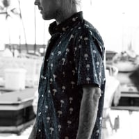 Men's Hawaiian Button Down Shirts - Palm Trees Black