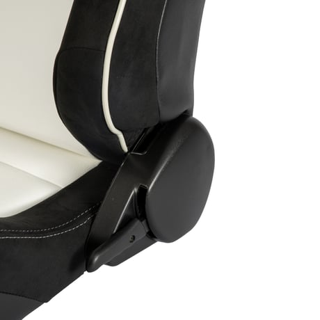 車検対応モデル GoodGunオリジナル アルカンターラ/PVC生地 セミバケットシート カラー：ホワイト×ブラック ホワイトステッチ