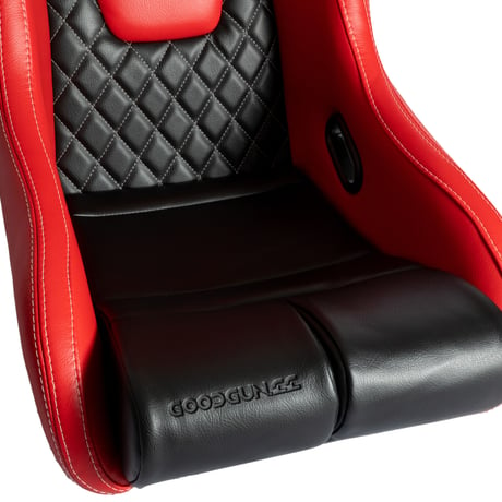 車検対応モデル GoodGunオリジナル PVC生地 フルバケットシート カラー：レッド×ブラックホワイトステッチ