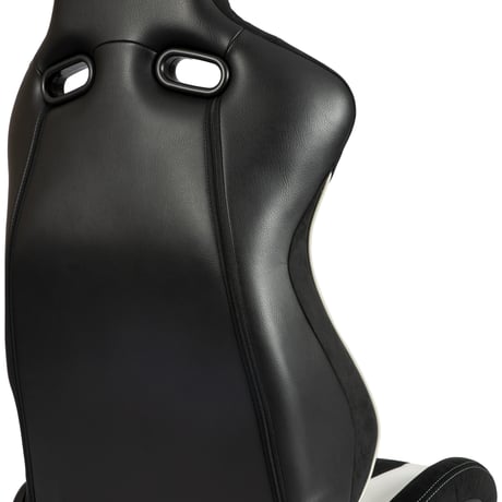 車検対応モデル GoodGunオリジナル アルカンターラ/PVC生地 セミバケットシート カラー：ホワイト×ブラック ホワイトステッチ