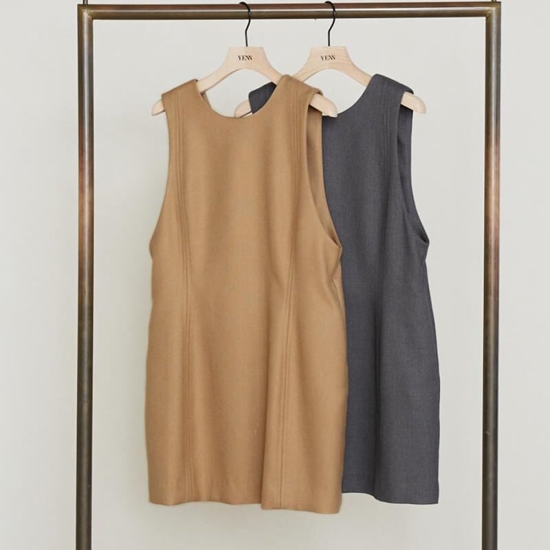YENN 2023 AW】WOOL BLEND MINI DRESS | champ de 