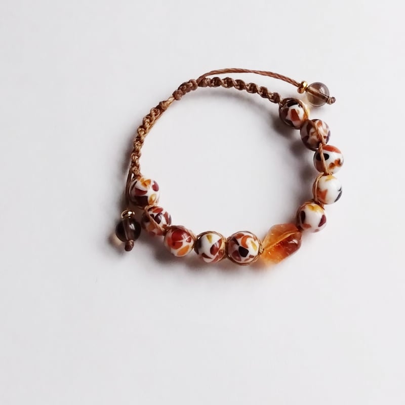 ②天然石 水晶　タンブルラフカット　パーツ　ブレスレット X.G 一点もの】ブラックスターアクアマリン・山梨水晶 デザイン