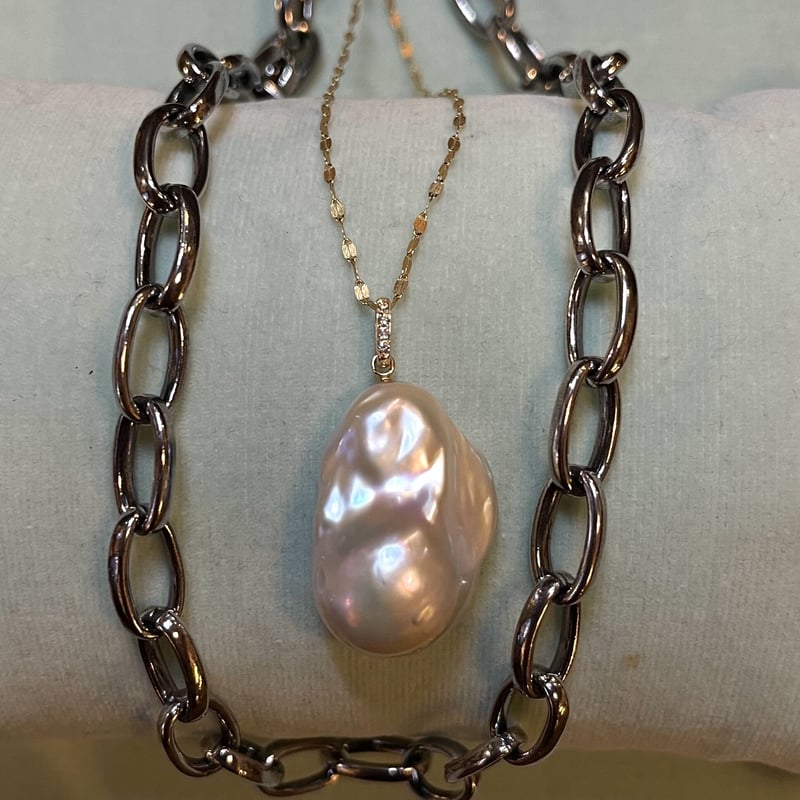 淡水バロックパール×k18×ダイヤモンド ペンダント | kasane jewelry 淡水バロックパール×k18×ダイヤモンド ペンダント | kasane jewelry