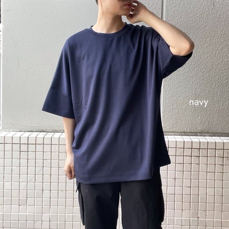 ポンチ素材ドルマンスリーブBIGTシャツ 23700701