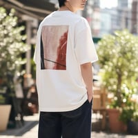 バック転写貼付半袖Tシャツ ポリエステル混 カジュアル メンズ 252-3536