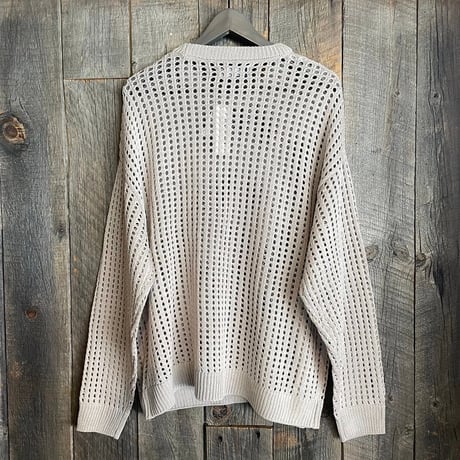 麻タッチメッシュニット クルーネック 31708003