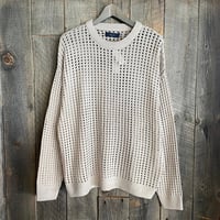 麻タッチメッシュニット ワイドシルエット クルーネック 31708003