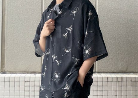【全2色】パナマクロス総柄シャツ（花）　515047