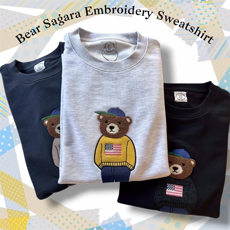 全3色】 クマ刺繍裏毛長袖スウェット Q25-413-41G | VARG Giraff