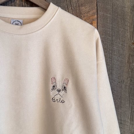 スウェット アニマル刺繍 長袖 スウェードタッチ カジュアル メンズ Q25-406-41S
