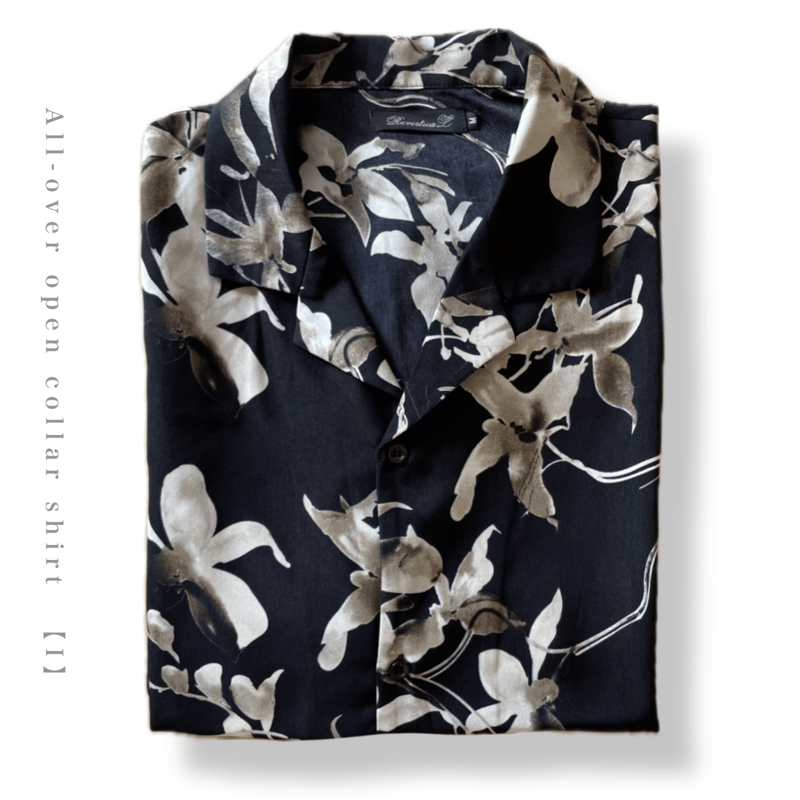 ◆ノットコンベンショナル【F】半袖シャツ 総柄 襟付きトップス キュプラ100％ 総柄半袖エステルオープンカラーシャツ（I柄） RV8960 | VARG Giraffe