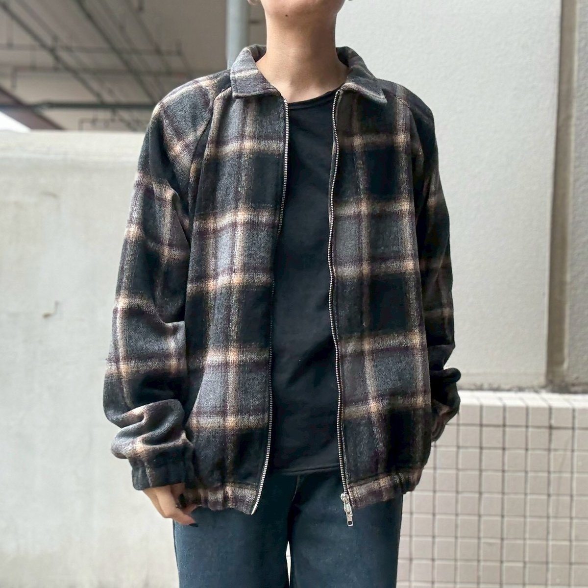 ウールブレンドネルチェックブルゾン 25-70341 | VARG Giraffe larch