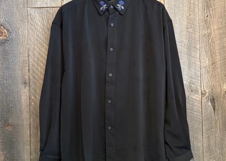 【全4色】 エリソデ薔薇刺繍長袖エステルシャツ　　032703602