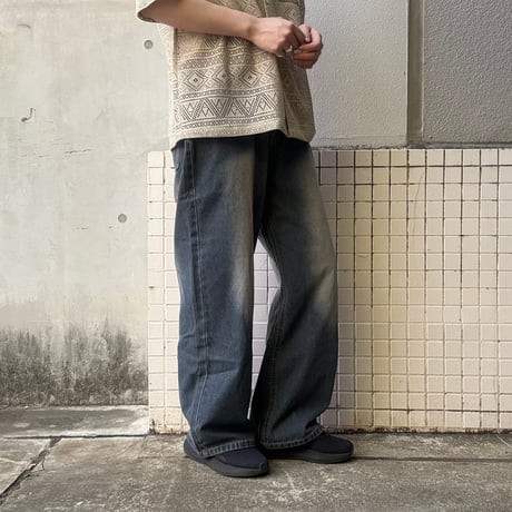 ワイドバギーデニムパンツ ゆったりシルエット カジュアル 810766