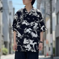 総柄シャツ ポリエステル ワイドシルエット 半袖オープンシャツ RV8960
