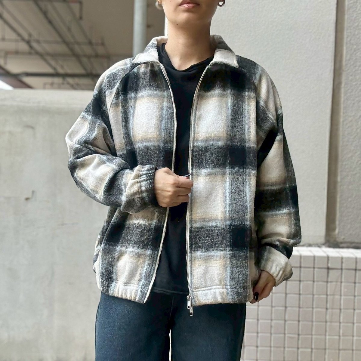 ウールブレンドネルチェックブルゾン 25-70341 | VARG Giraffe larch