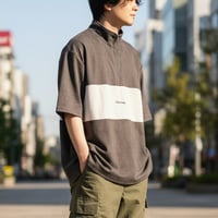 カットスウェードハーフZIPプルオーバー半袖ワイドシルエット NM25SU11