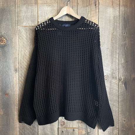 麻タッチメッシュニット クルーネック 31708003