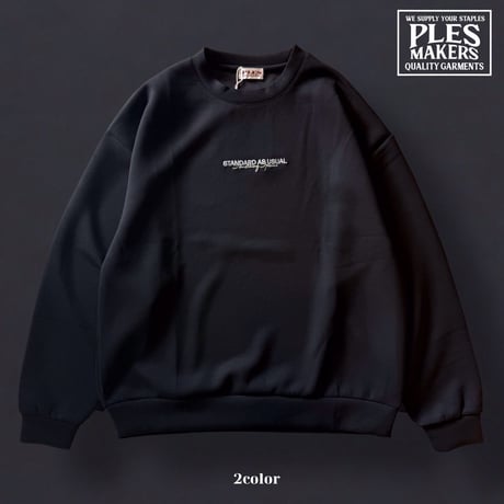 【全2色】1ポイント刺繍クルーネック長袖ポンチスウェット　25755000