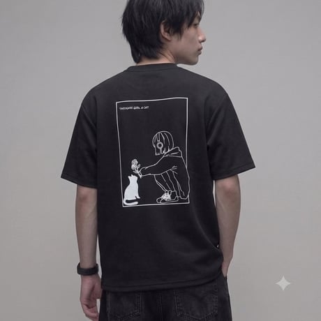 TASOGAREポンチ半袖Tシャツ ネコ花 メンズ63700705