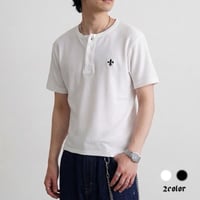 ワッフルTシャツ  ヘンリーネックTシャツ 【ショート丈／タイト／メンズ】  235589