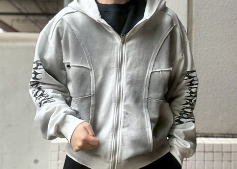 【全2色】スプレー加工裏毛フルZIPパーカー　220192