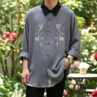 薔薇刺繍シャツ ワイドシルエット ドルマン半袖 メンズ 33703601
