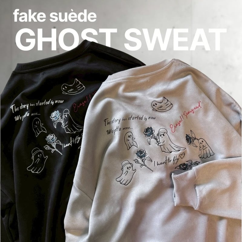 全3色】 スウェードタッチ薔薇ファントム長袖スウェット 253-3076