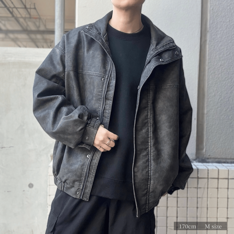 ウォッシュ加工 PUスタンドブルゾン 310435 | VARG Giraffe larch