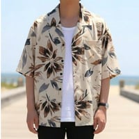 総柄シャツ ポリエステル ワイドシルエット 半袖オープンシャツ RV8960