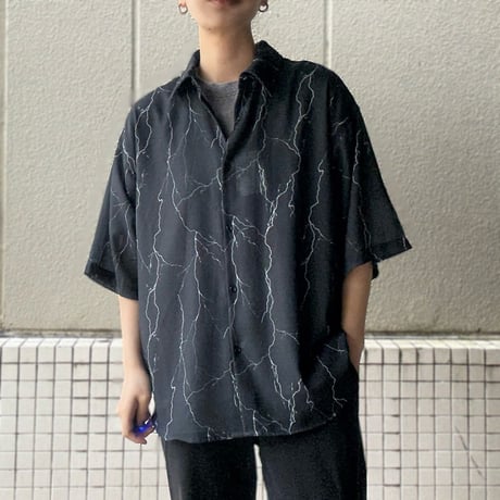 パナマクロス総柄シャツ ポリエステル カジュアル 515047