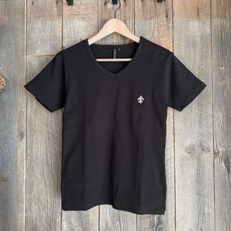 胸刺繍 テレコVネック半袖Tシャツ【ショート丈／タイト／メンズ】 235587