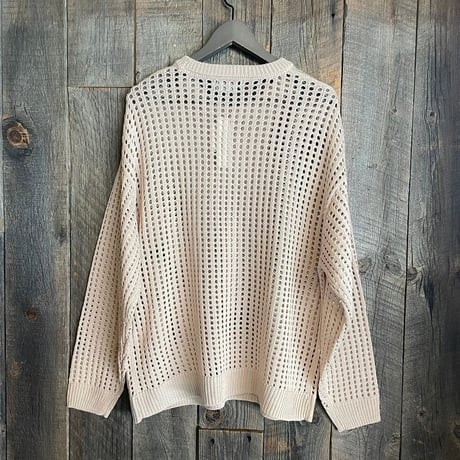 麻タッチメッシュニット クルーネック 31708003
