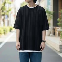 ストライプジャガードアンサンブルセット半袖Tシャツ付き 252-3756