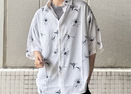 【全2色】パナマクロス総柄シャツ（花）　515047