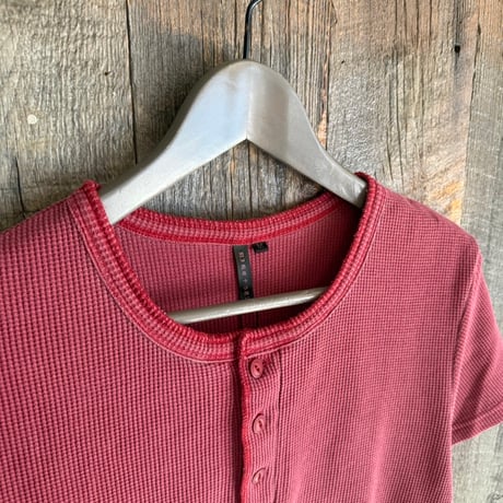 【全2色】ワッフルピグメントヘンリーネックTシャツ　235590