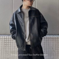 ビンテージ加工フェイクレザーブルゾン　300404