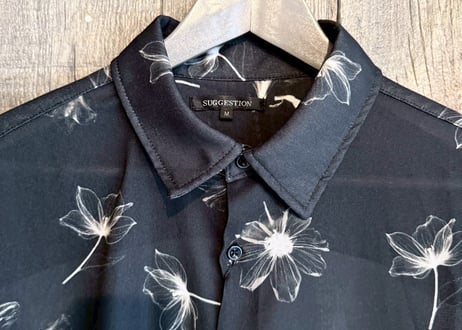 【全2色】パナマクロス総柄シャツ（花）　515047