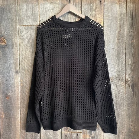 麻タッチメッシュニット クルーネック 31708003