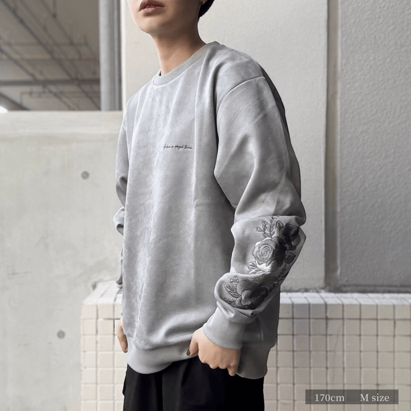 全3色】スウェード袖バラ刺繍カットソー 51700701 | VARG Giraffe