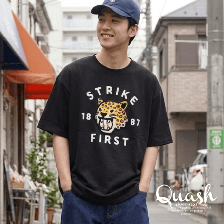 フロッキープリント アニマルロゴ Tシャツ【オーバーサイズ / 綿100% / ユニセックス】 （虎）Q26-363-21G