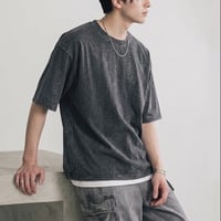 綿100％ムジ加工半袖Tシャツ　ABM22499