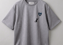 【全3色】Heart&cat刺繍スウェード半袖Tシャツ　262-3126
