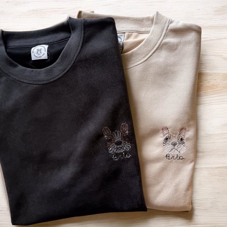 スウェット アニマル刺繍 長袖 スウェードタッチ カジュアル メンズ Q25-406-41S