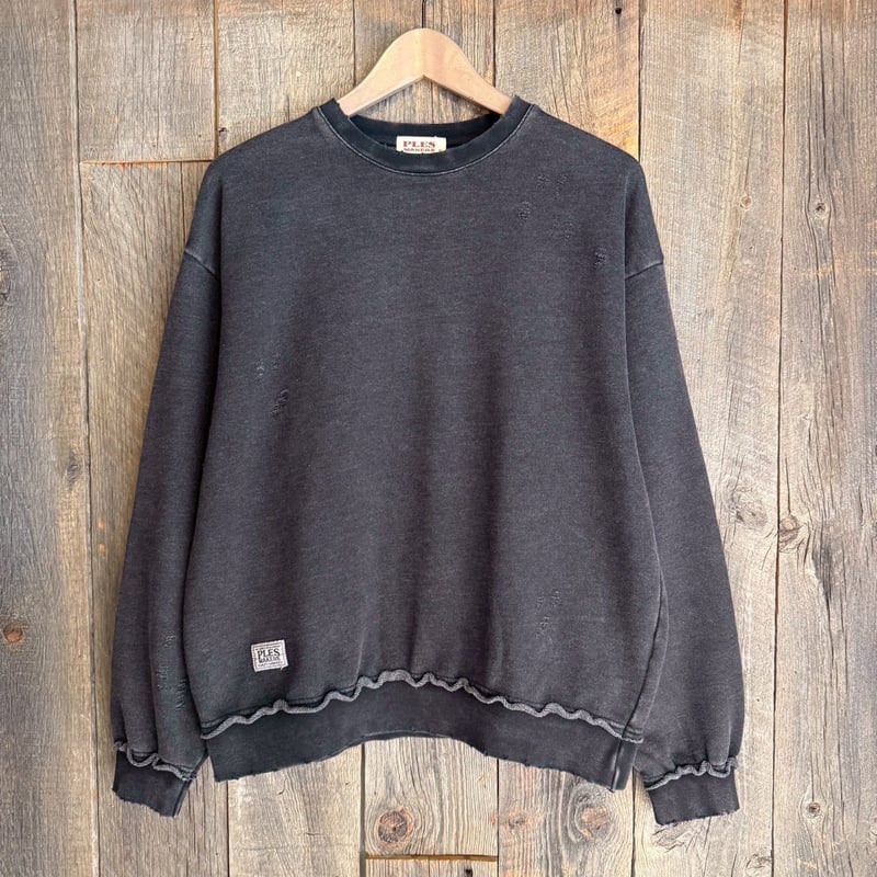 全2色】ブリーチダメージ裏毛クルーネック長袖スウェット 25755004