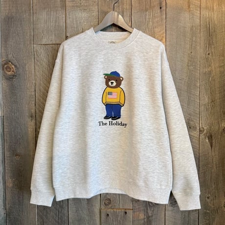スウェット クマ刺繍 長袖 裏毛 コットン混 カジュアル Q25-413-41G
